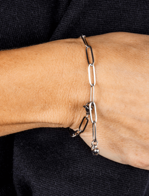 Samara Adjustable Waterproof Paperlink Bracelet - Silver/Stainless Steel - Image 6