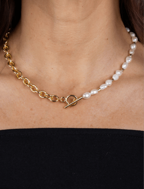 Brittany Necklace - Gold Plated/Baroque Pearl