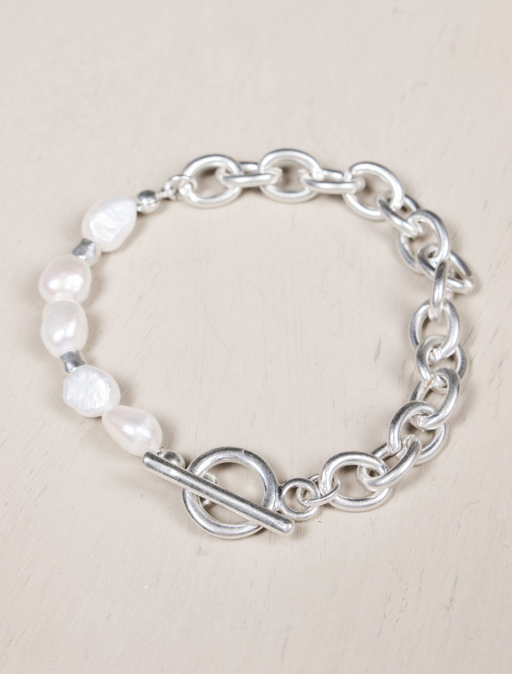 Flora Bracelet - Silver Plated/Baroque Pearl