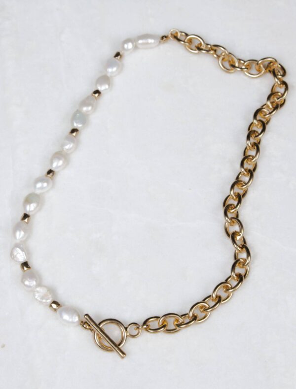 Brittany Necklace - Gold Plated/Baroque Pearl - Image 9