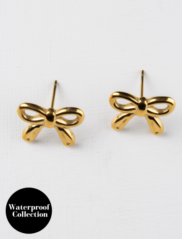 Hettie Waterproof Bow Studs - 18k Gold Plated Stainless Steel