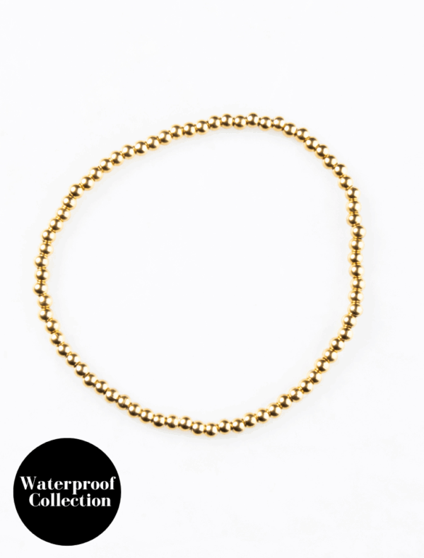 Waterproof Stretch Small Bead Bracelet - Add a Charm - 18k Gold Plated Stainless Steel