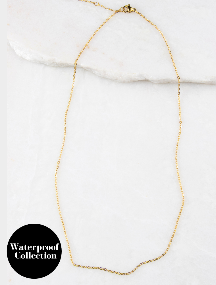 Waterproof Short Fine Chain Necklace *For 1-2 Small Charms* - 18k Gold Plated Stainless Steel