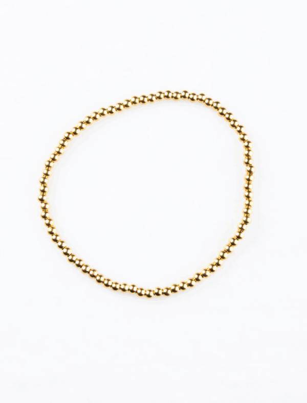 Waterproof Stretch Small Bead Bracelet - Add a Charm - 18k Gold Plated Stainless Steel - Image 6