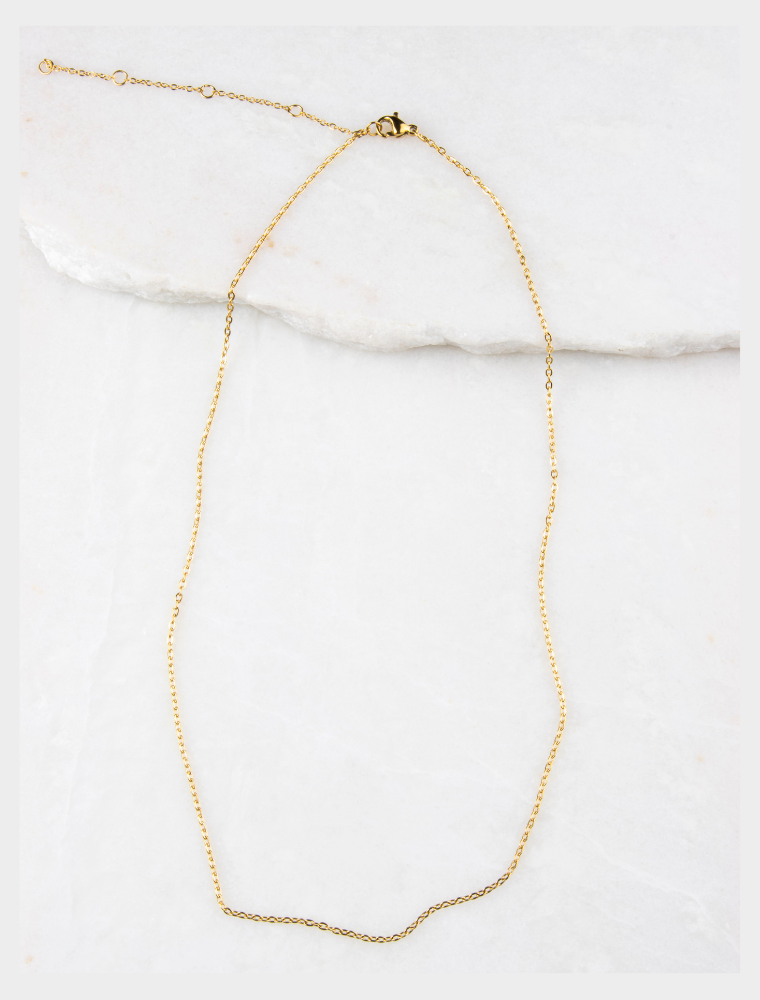 Waterproof Short Fine Chain Necklace *For 1-2 Small Charms* - 18k Gold Plated Stainless Steel - Image 4