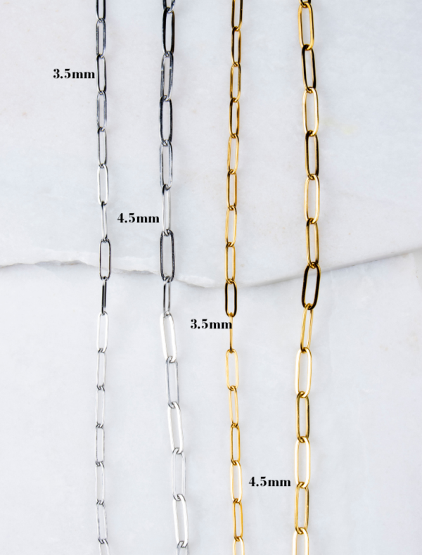 Create Your Own Waterproof Paperlink *Dainty/Shorter* Charm Necklace – 3.5mm Size PaperLink - 18k Gold Plated Stainless Steel - Image 4