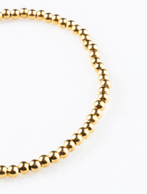 Waterproof Stretch Small Bead Bracelet - Add a Charm - 18k Gold Plated Stainless Steel - Image 7