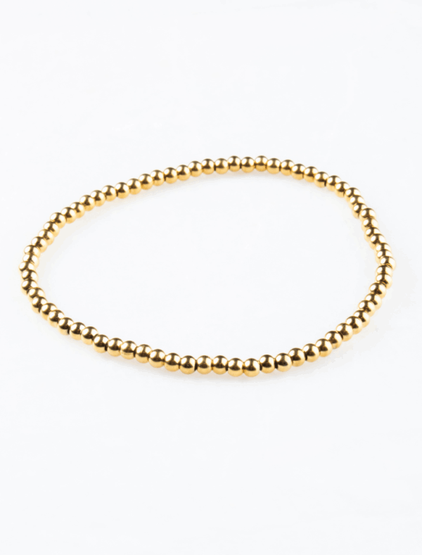 Waterproof Stretch Small Bead Bracelet - Add a Charm - 18k Gold Plated Stainless Steel - Image 8