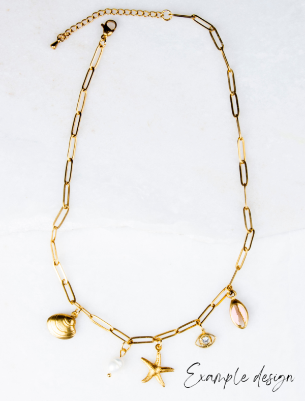 Create Your Own Waterproof Paperlink *Dainty/Shorter* Charm Necklace – 3.5mm Size PaperLink - 18k Gold Plated Stainless Steel - Image 7