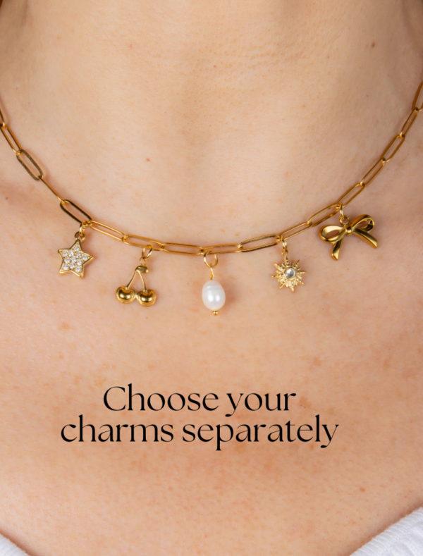 Create Your Own Waterproof Paperlink *Dainty/Shorter* Charm Necklace – 3.5mm Size PaperLink - 18k Gold Plated Stainless Steel - Image 2