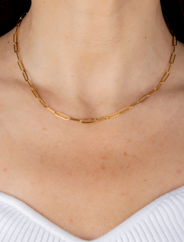 Create Your Own Waterproof Paperlink *Dainty/Shorter* Charm Necklace – 3.5mm Size PaperLink - 18k Gold Plated Stainless Steel - Image 8