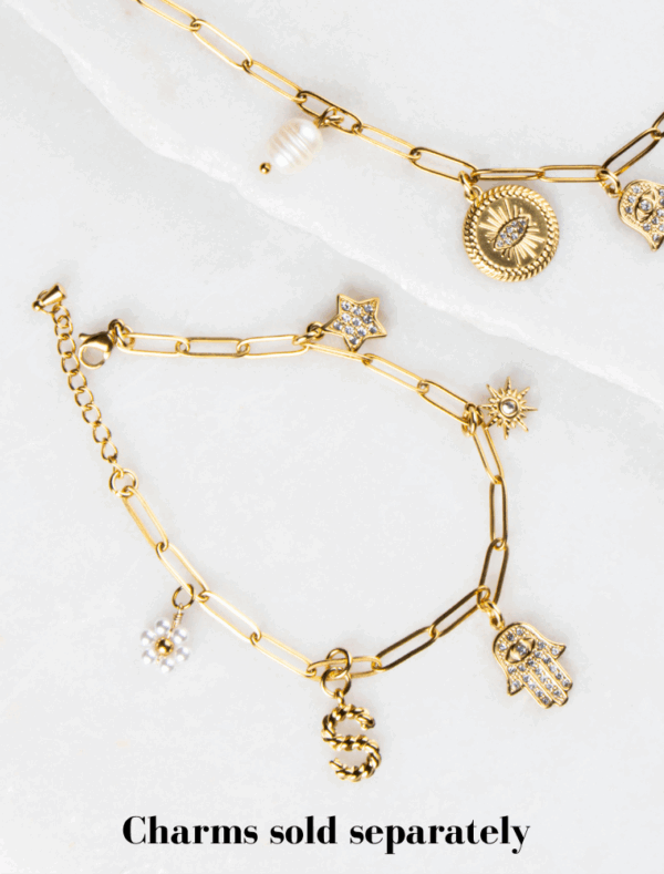 Create Your Own Waterproof Paperlink Charm Bracelet – 18k Gold Plated Stainless Steel - Image 14
