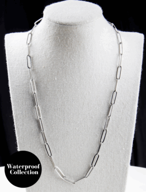 Create Your Own Waterproof Paperlink Charm Necklace – 4.5mm Size PaperLink – Silver Plated Stainless Steel