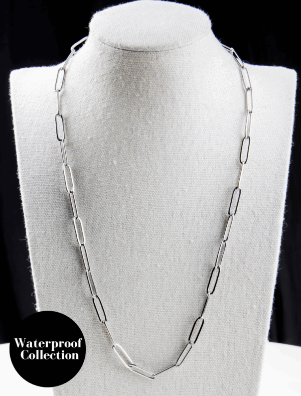 Create Your Own Waterproof Paperlink Charm Necklace – 4.5mm Size PaperLink – Silver Plated Stainless Steel