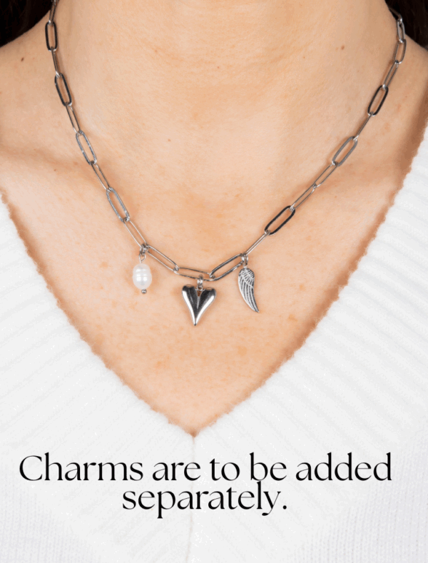 Create Your Own Waterproof Paperlink Charm Necklace – 4.5mm Size PaperLink – Silver Plated Stainless Steel - Image 4