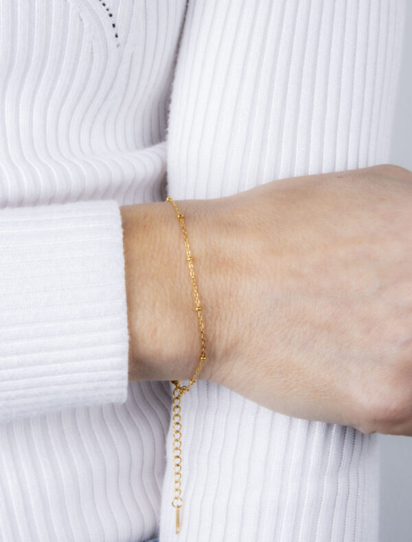 Lottie Superfine Waterproof Ball Chain Bracelet - 18k Gold Plated Stainless Steel. - Image 2