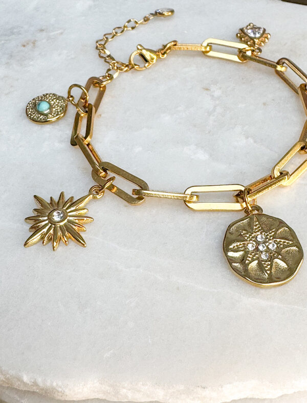 ‘Love Style’ Waterproof Charm Bracelet - 18k Gold Plated Stainless Steel - Image 2