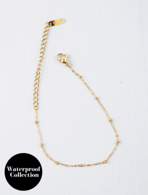 Lottie Superfine Waterproof Ball Chain Bracelet - 18k Gold Plated Stainless Steel.