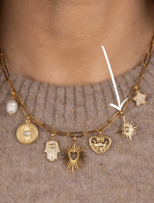 Large Detailed Crystal Starburst - 50 - 18k Gold Plated Stainless Steel - Image 2