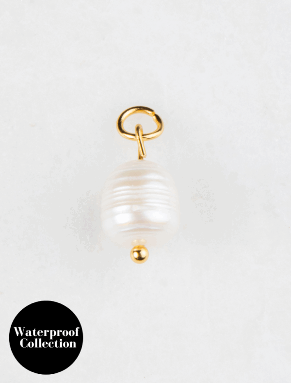 Small Freshwater Pearl Charm - 4 - 18k Gold Plated Stainless Steel
