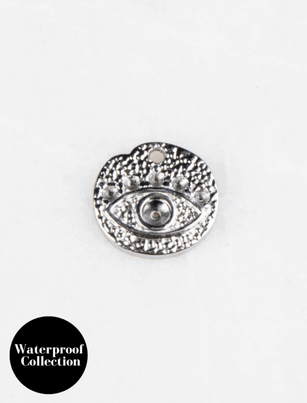 Medium Evil Eye Disc Charm - 18 - Silver/Stainless Steel