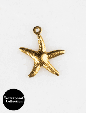 Small Hammered Starfish Charm - 12 - 18k Gold Plated Stainless Steel