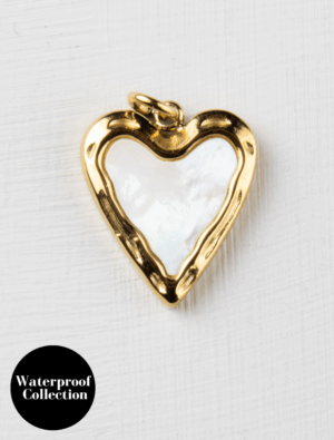 Mother of Pearl Heart Charm - 65 - 18k Gold Plated Stainless Steel