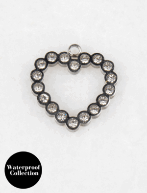 Large Cut Out Crystal Heart Charm - 48 - Silver/Stainless Steel