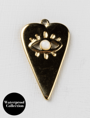 Large Long Eye Heart - 73 - 18k Gold Plated Stainless Steel