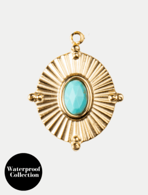 Medium Turquoise Disc - 104 - 18k Gold Plated Stainless Steel
