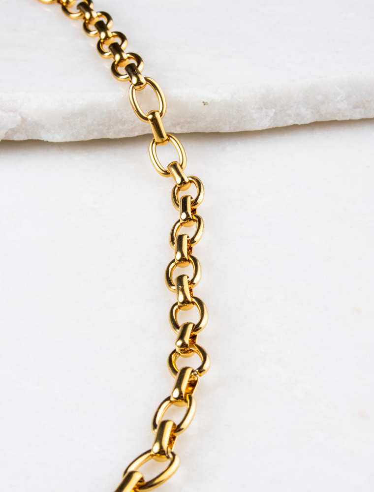 Flat Oval Chain for ‘Create Your Own’ Charm Necklace - 18k Gold Plated Stainless Steel - Image 6