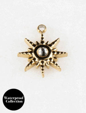Small Starburst Crystal Charm - 49 - 18k Gold Plated Stainless Steel