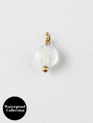 Small White Gem Charm - 32 -  18k Gold Plated Stainless Steel