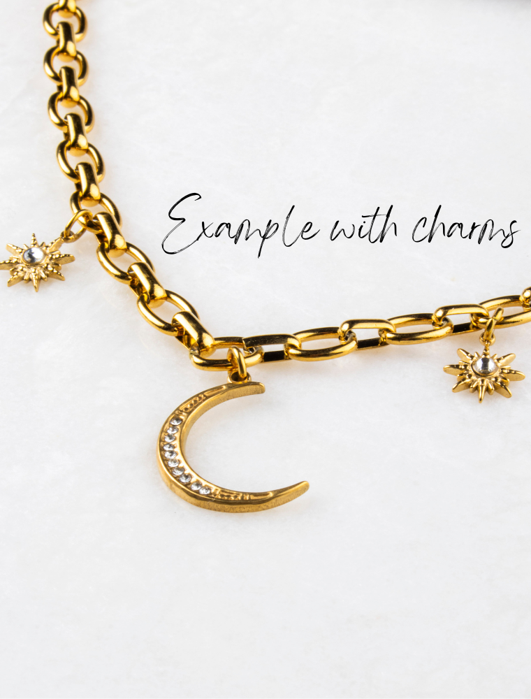 Flat Oval Chain for ‘Create Your Own’ Charm Necklace - 18k Gold Plated Stainless Steel - Image 5