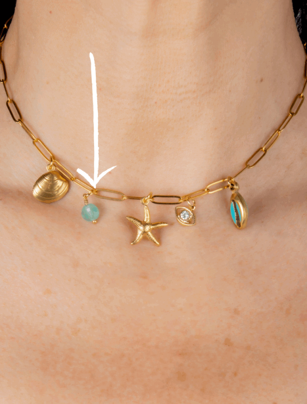 Small Turquoise Gem - 31 -  18k Gold Plated Stainless Steel - Image 2