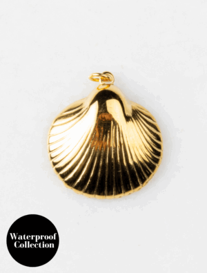 Large Flat Shell Charm - 88 - 18k Gold Plated Stainless Steel