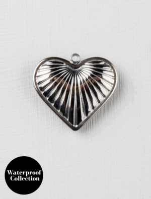 Large Ridge Heart - 77 - Silver/Stainless Steel