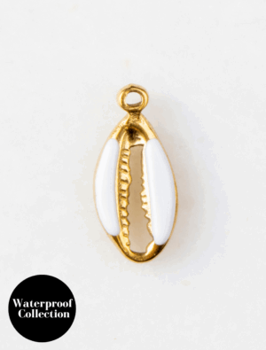 Medium Gold & White Bean Shell Charm - 87 - 18k Gold Plated Stainless Steel