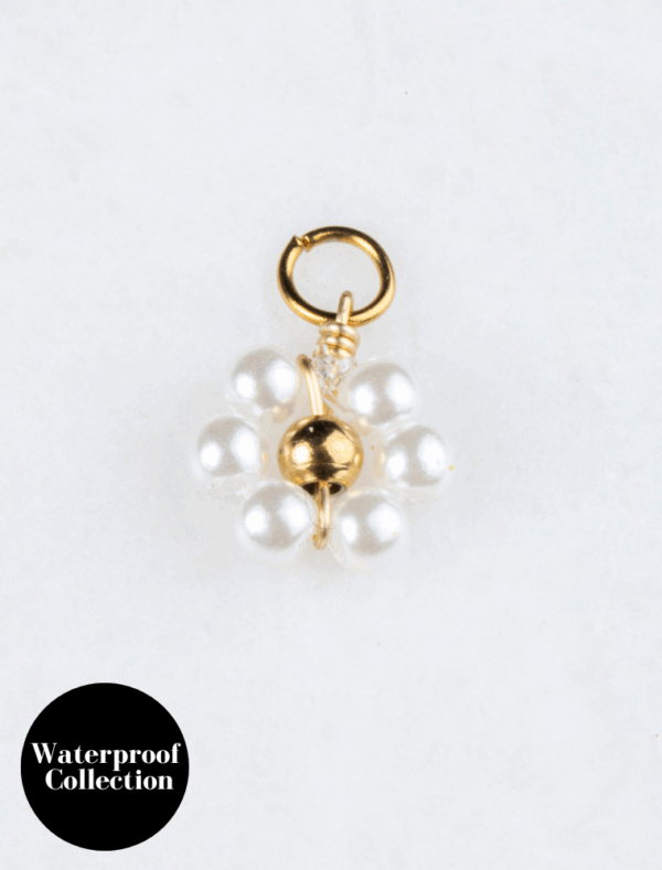 Small Pearl Flower Charm - 75 - 18k Gold Plated Stainless Steel