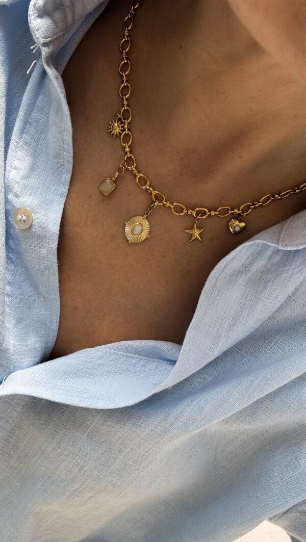 Flat Oval chain for ‘create your own’ charm necklace-18k Gold plated stainless steel - Image 3