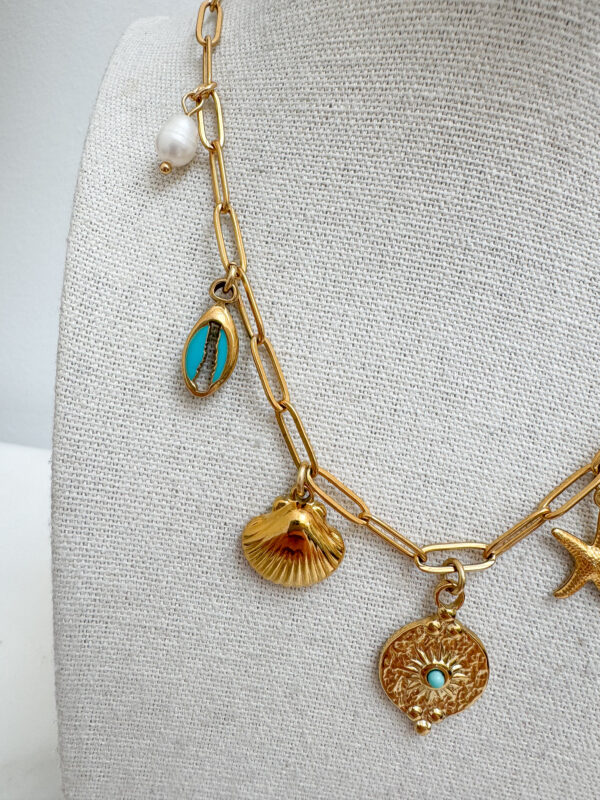 Laura Summers Waterproof Summer Charm Necklace-18k Gold Plated Stainless Steel. - Image 3