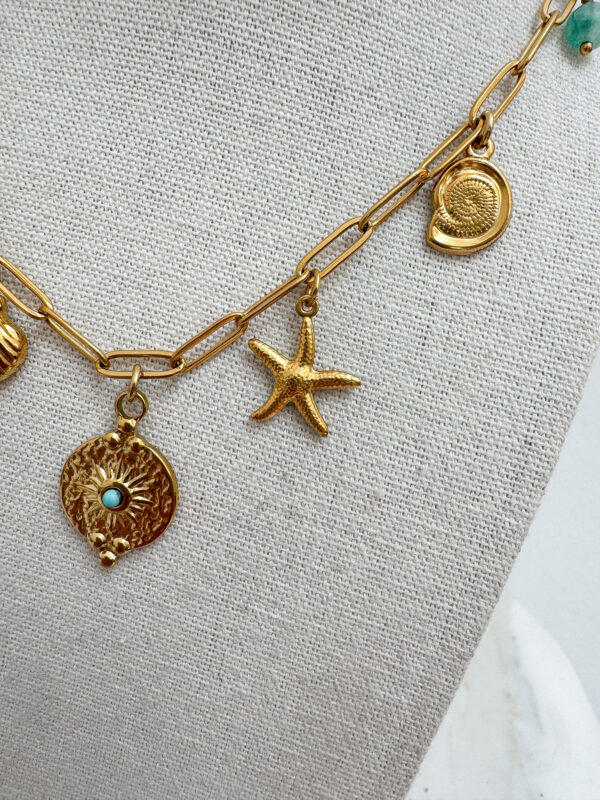 Laura Summers Waterproof Summer Charm Necklace-18k Gold Plated Stainless Steel. - Image 4