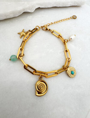 Laura Summers Waterproof Charm Bracelet - 18k Gold Plated Stainless Steel