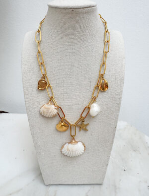 Statement Shell Waterproof Necklace - 18k Gold Plated Stainless Steel