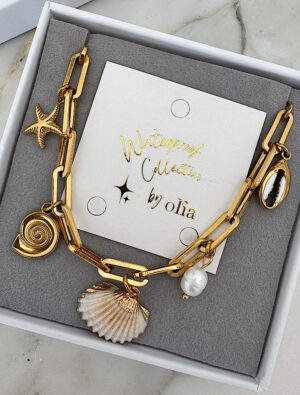 Statement Shell Waterproof Bracelet - 18k Gold Plated Stainless Steel
