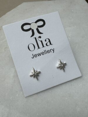 Sample Sale number 22-Starburst silver plated stud earrings.