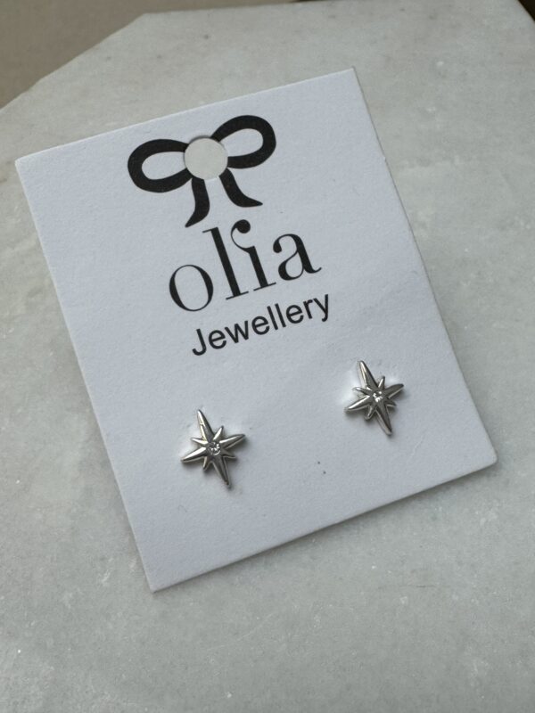 Sample Sale number 22-Starburst silver plated stud earrings.
