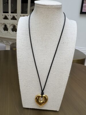 Sample Sale number 24-Cord adjustable necklace with gold heart charm.