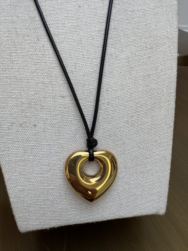 Sample Sale number 24-Cord adjustable necklace with gold heart charm. - Image 2