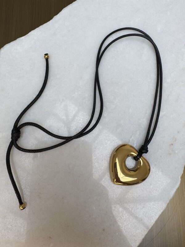 Sample Sale number 24-Cord adjustable necklace with gold heart charm. - Image 3